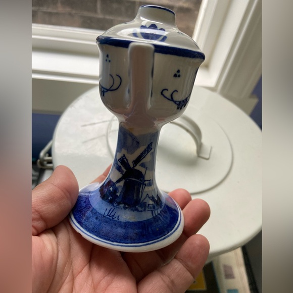 DELTS Blue Hand-Painted Teapot Ceramic Bottle Decor - Picture 2 of 5